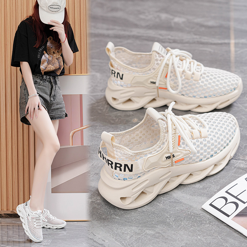 2025春夏季新款网红厚底透气网面休闲女鞋韩版百搭软底软面运动鞋