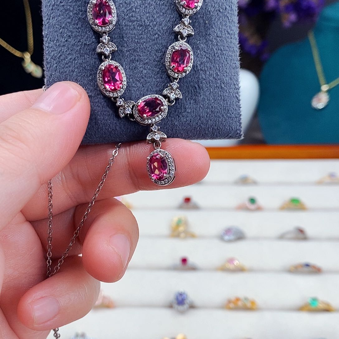 托帕石颈饰银S925镶嵌