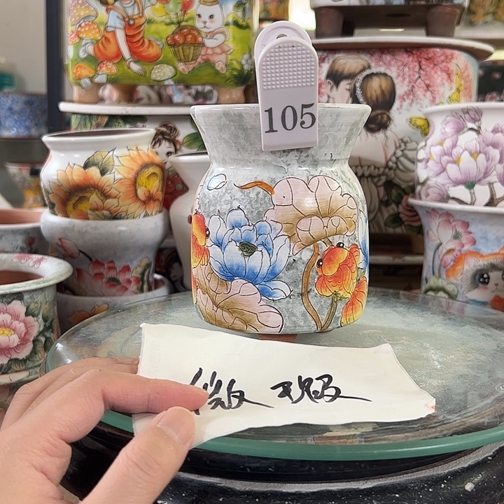 景德镇手绘花盆满38包邮