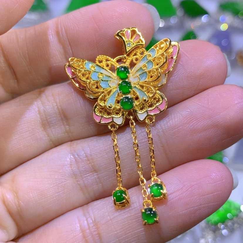 【闪购商品】翡翠挂件银S925镶嵌天然翡翠