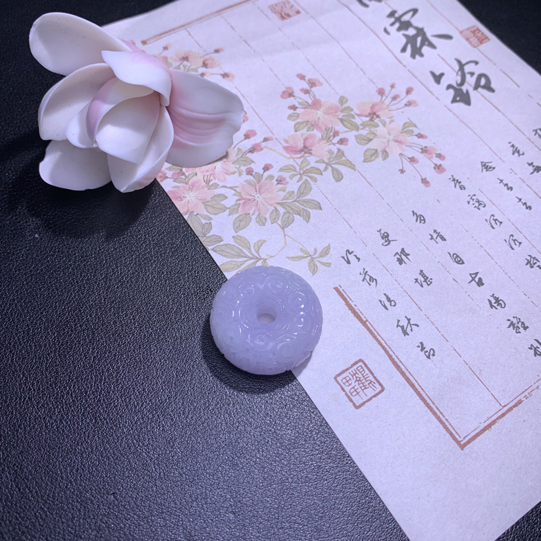 紫底仿古雕花扣 尺寸29.9 12.6 天然缅a 毛货不退不换