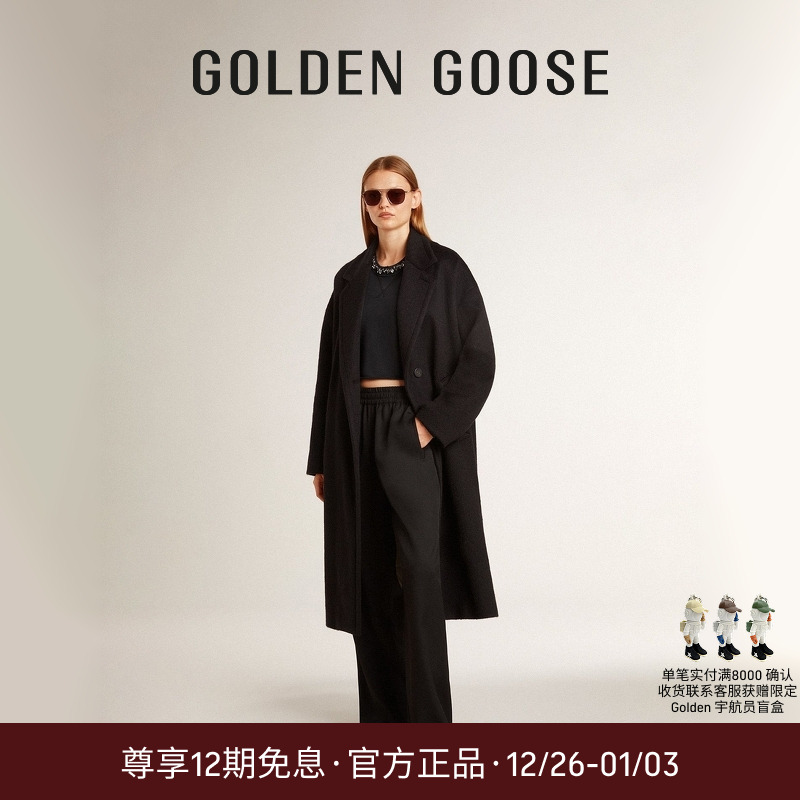 【秋冬服饰】Golden Goose女Golden黑色时尚百搭休闲单排扣大衣GGDB