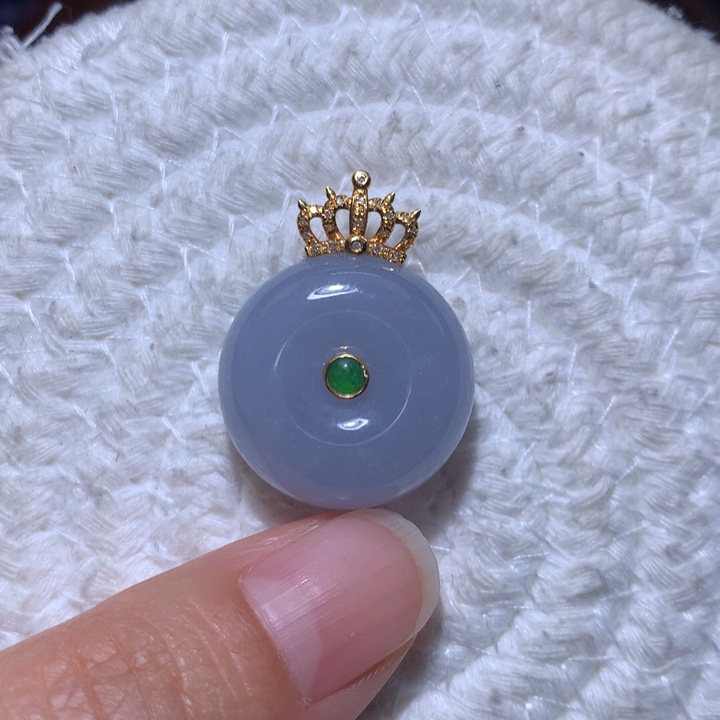 翡翠颈饰18K金镶嵌冰胶紫扣子