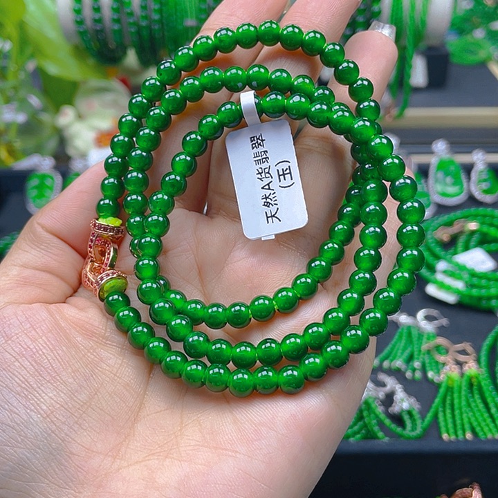 翡翠颈饰未镶嵌圆*宝圆珠项链6