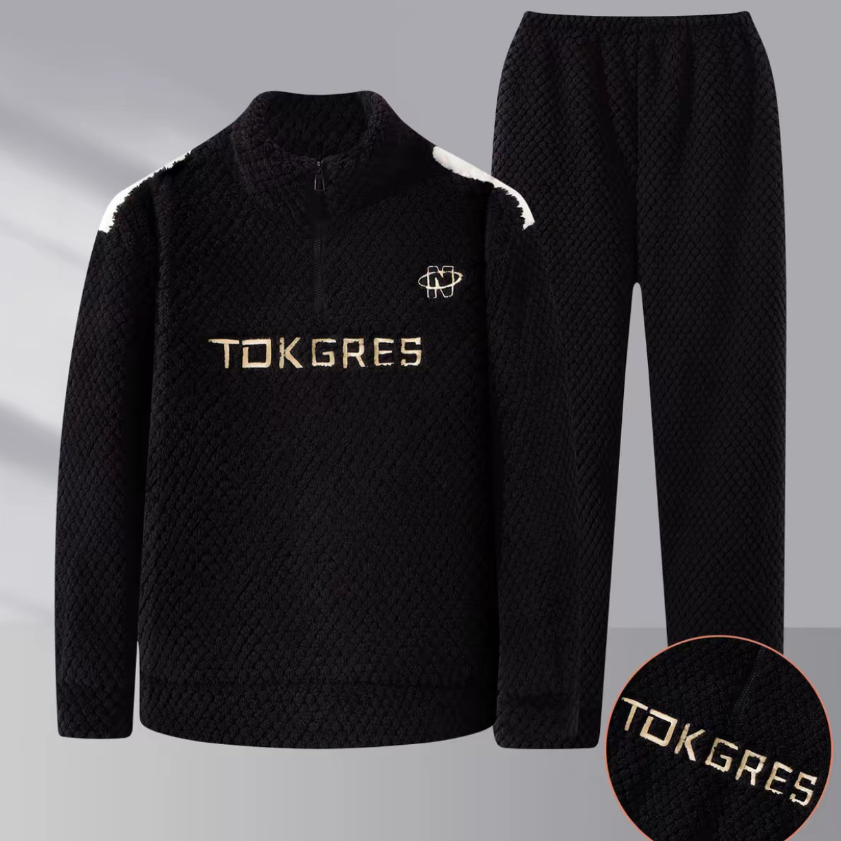 AZ ONE男士秋冬季玫瑰绒加厚男款法兰绒冬款保暖家居服套装