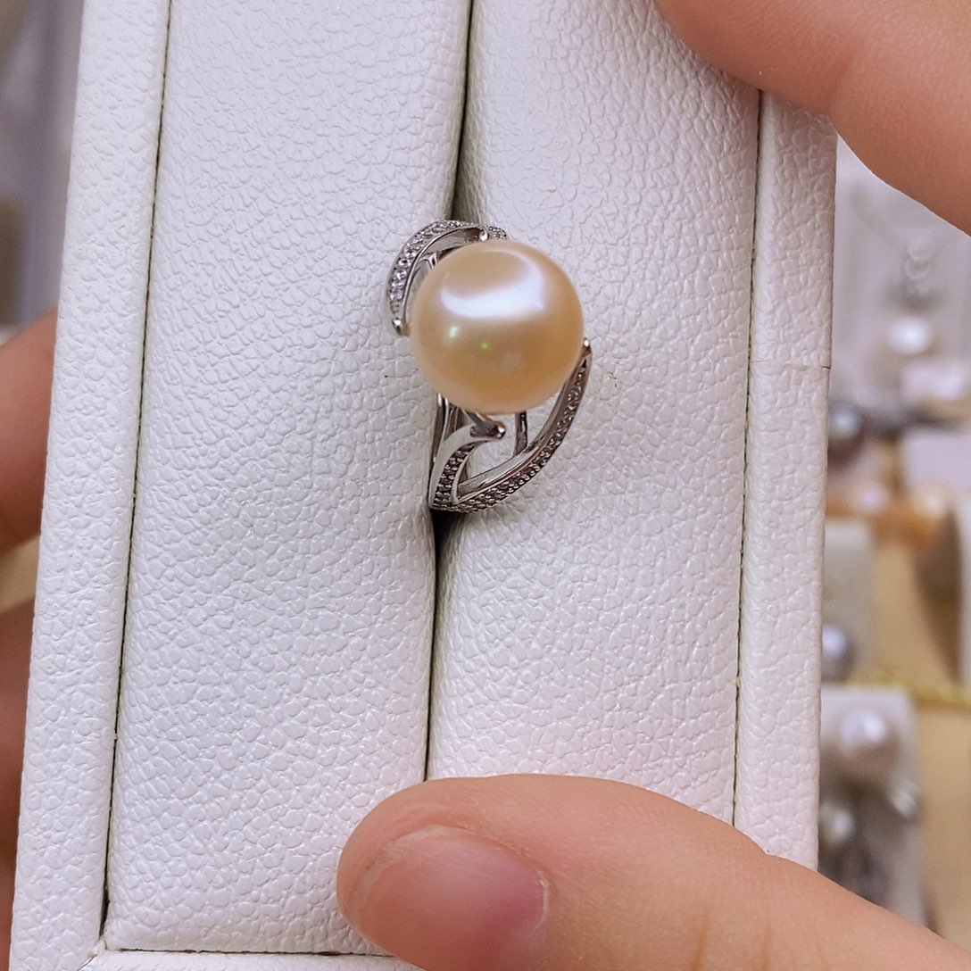 戒指银S925镶嵌淡水珍珠