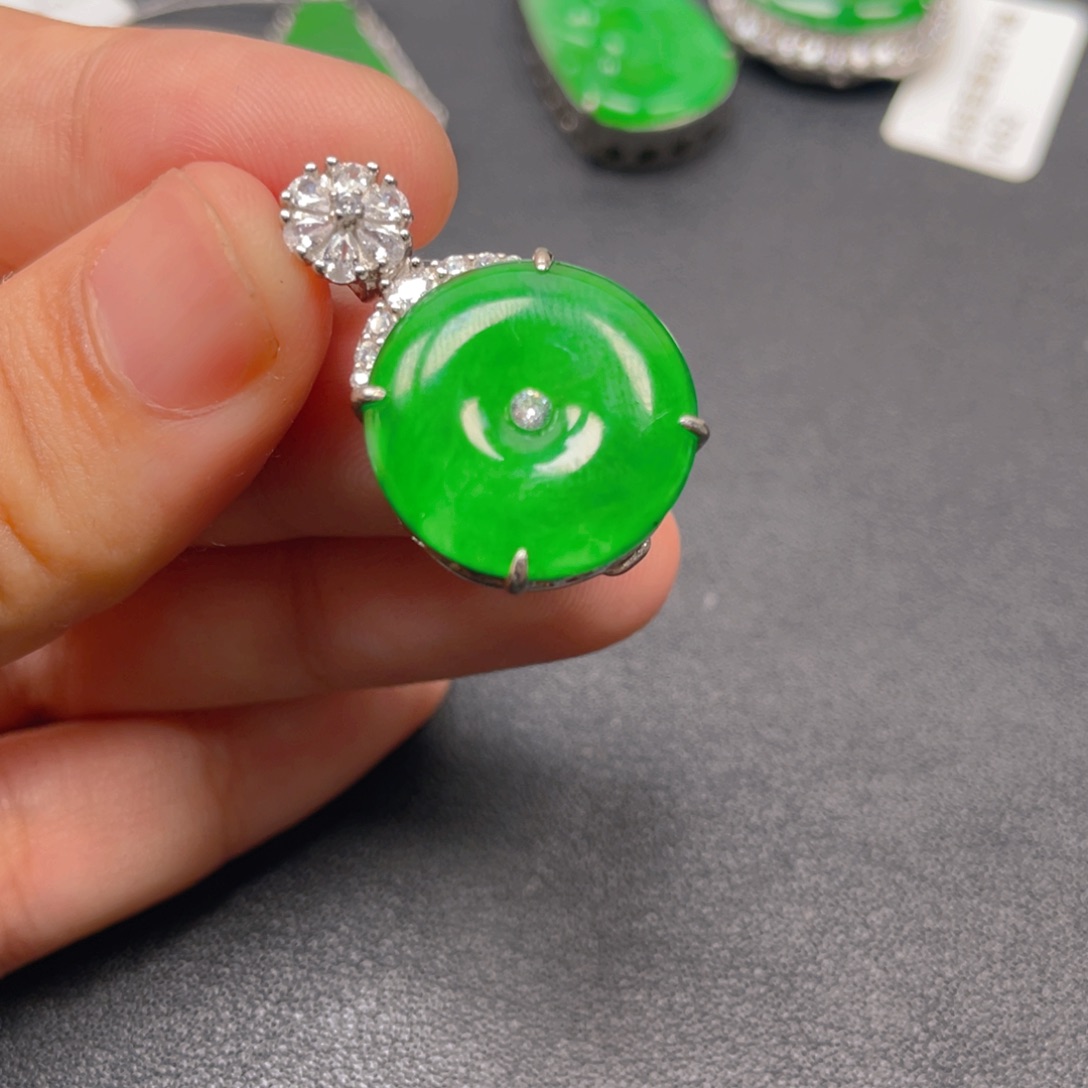 翡翠银S925镶嵌吊坠(不含链)