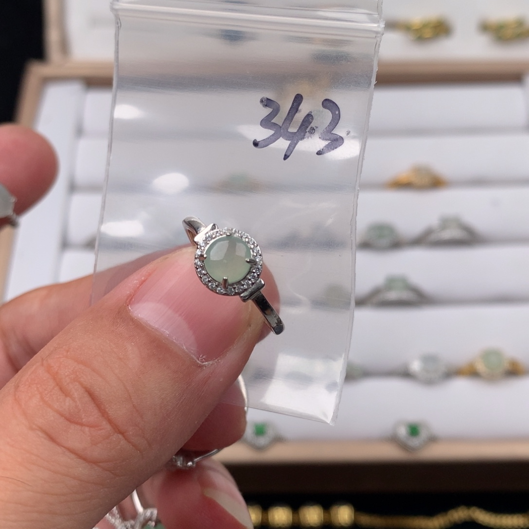 翡翠银S925镶嵌戒指343