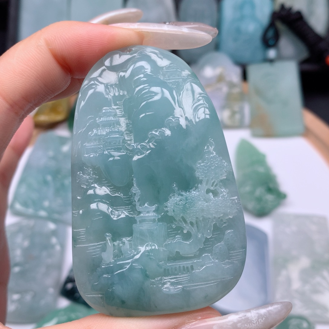 【闪购商品】翡翠颈饰未镶嵌累*！冰胶山水