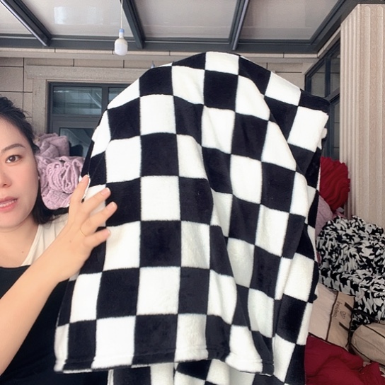 羊驼毛黑白格搭色180+230