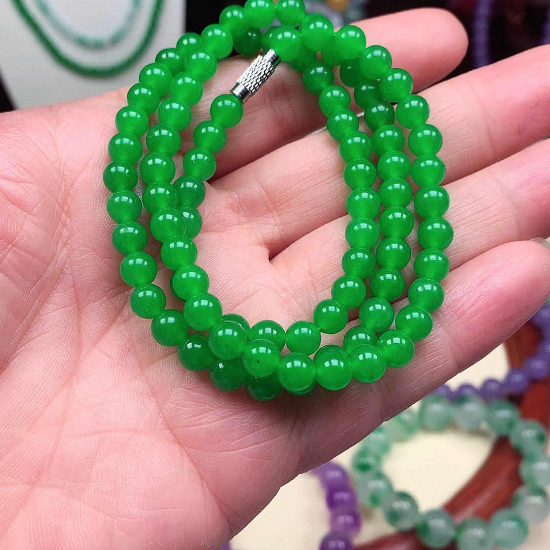 翡翠未镶嵌颈饰卡6翡翠珠链男女款10