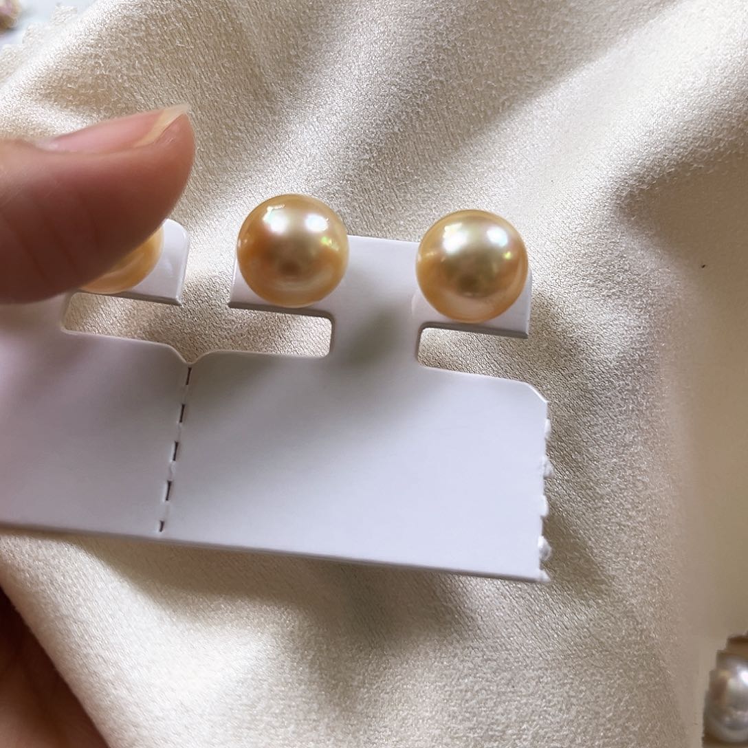 海水珍珠耳饰18K金镶嵌金珠12
