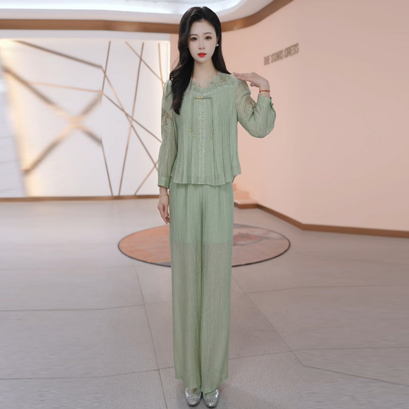 【两件套】早春时尚宽松洋气休闲收腰气质减龄长袖高腰修身女装套裤