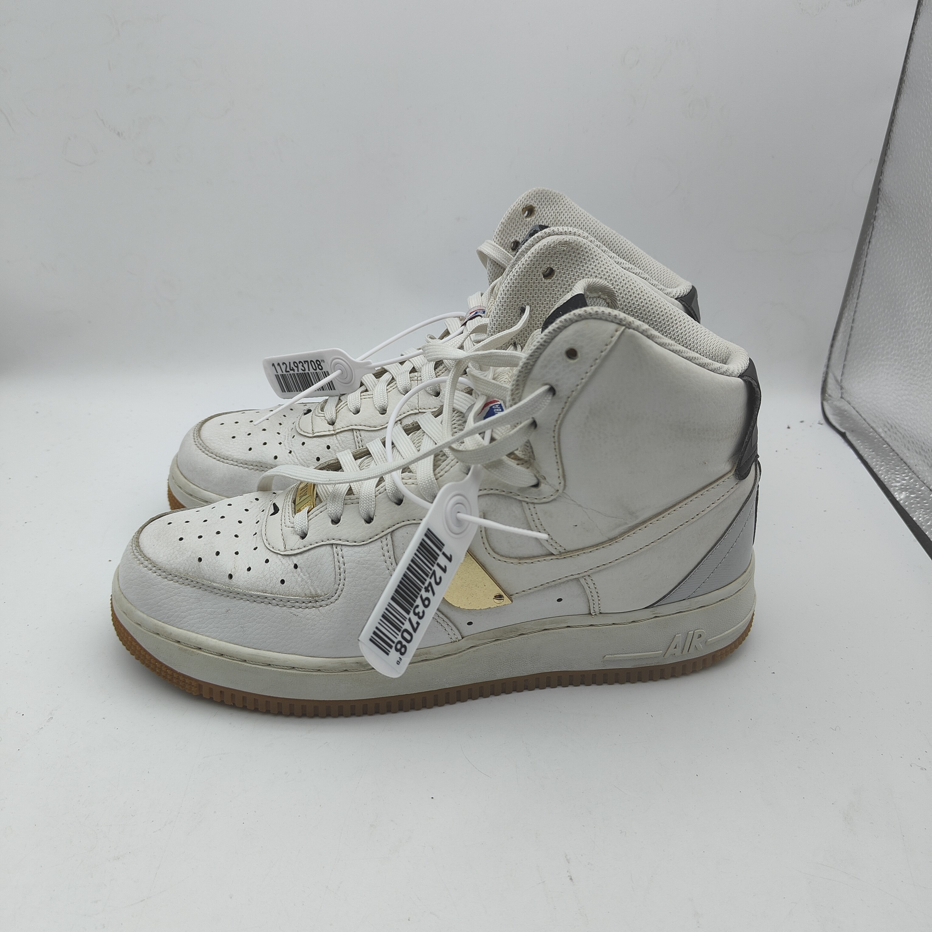 42.5码内长270二手/Nike Air Force 1空军一号板鞋高帮/NBA白黑金
