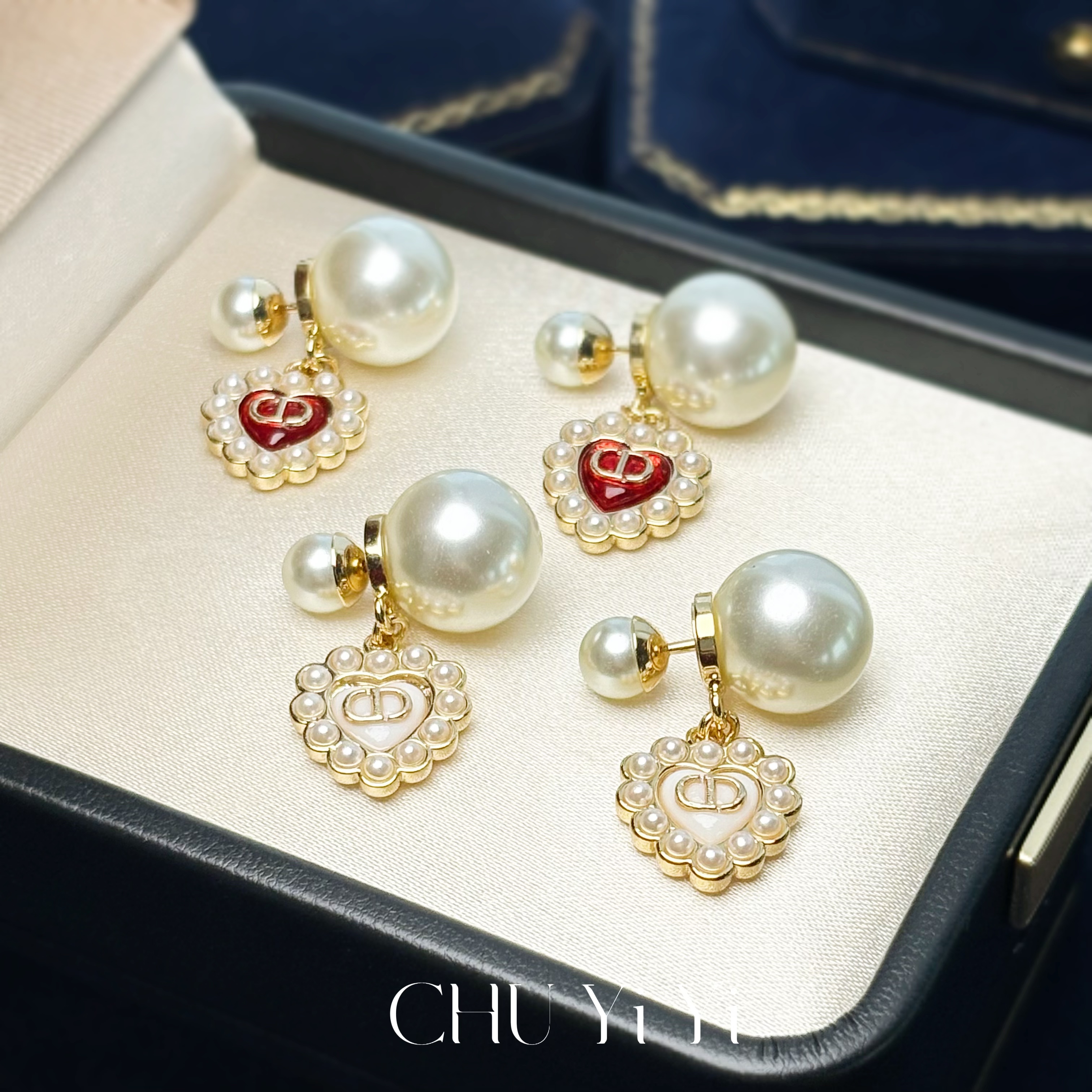 925银仿珍珠耳饰  25S CD 爱心 珠珠 耳环 七夕 AL9625