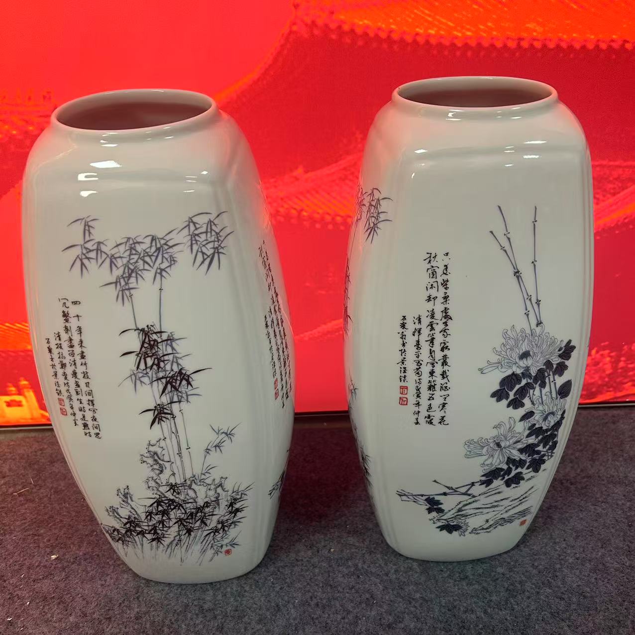 FL0114/陶瓷梅兰竹菊对瓶