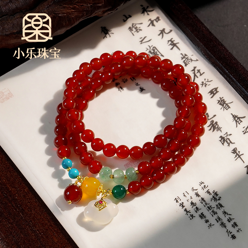 精致时尚红玛瑙三圈民族风女款手链多样性发一-10262