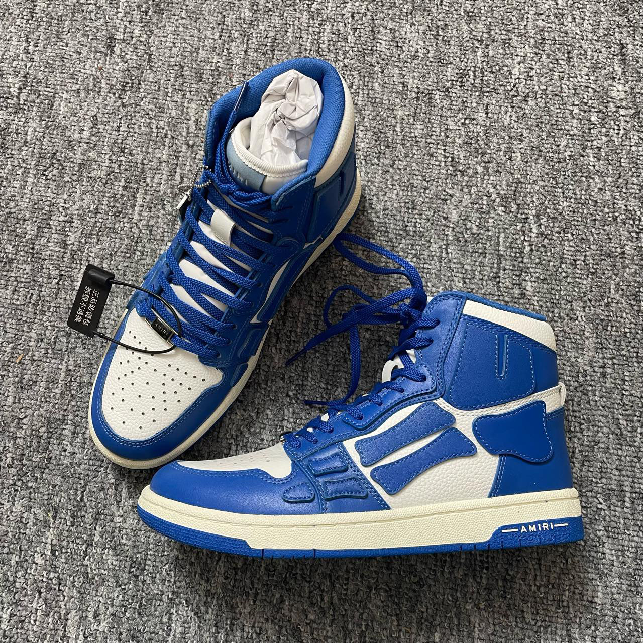 99新 AMIRI 40码/蓝白高帮骨头鞋/全新闲置/5715