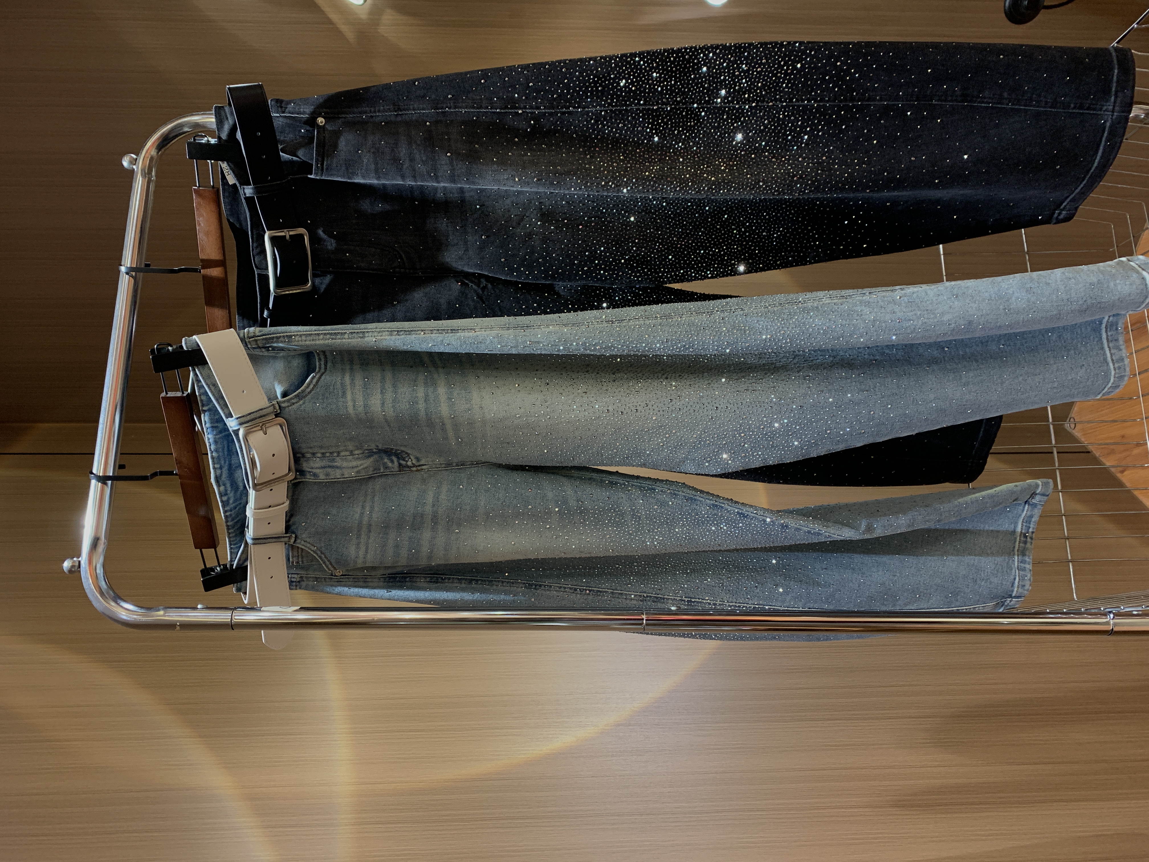 Chouduoduo  满天星 重工烫钻超大弹力牛仔裤+腰带（不加绒）