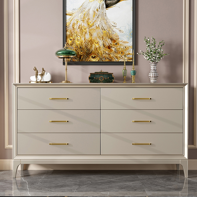 轻奢香槟色百搭斗柜收纳柜客厅卧室储物柜边柜实木五斗六斗九斗