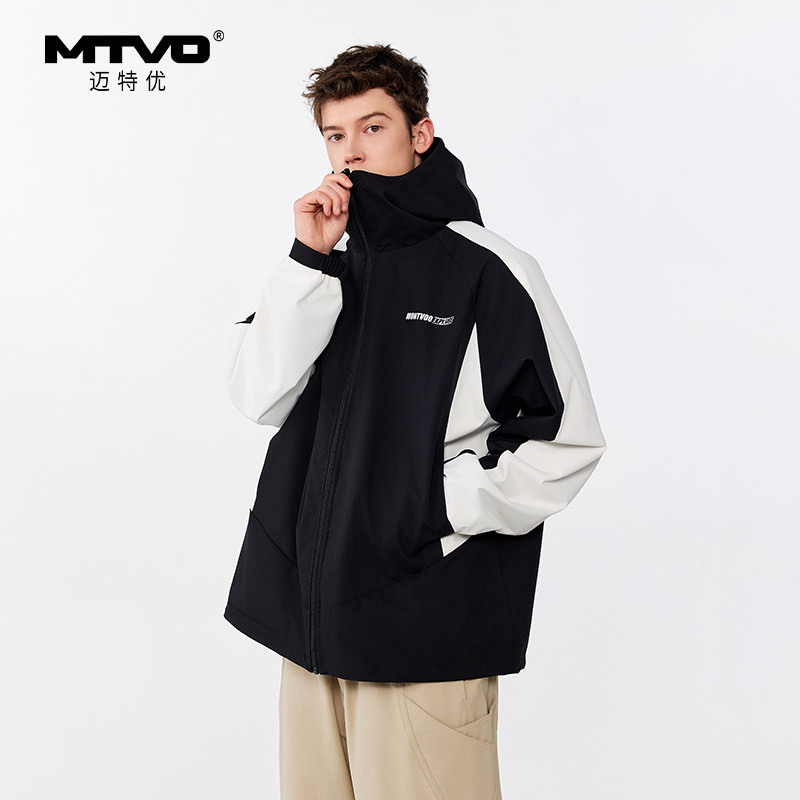MTVO迈特优双面穿三防冲锋衣外套男春季户外登山撞色工装夹克6353