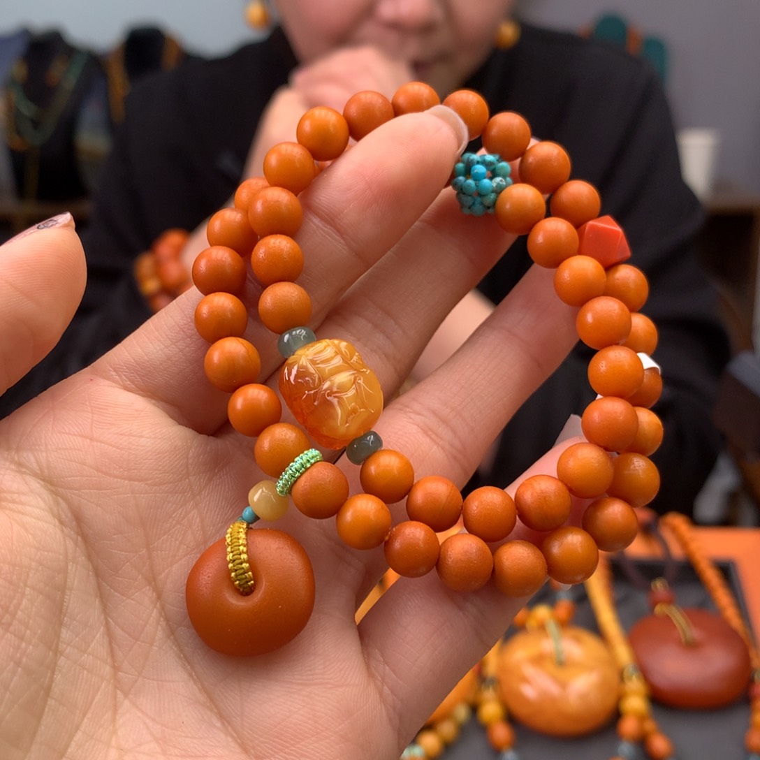 蜜蜡手串未镶嵌天然