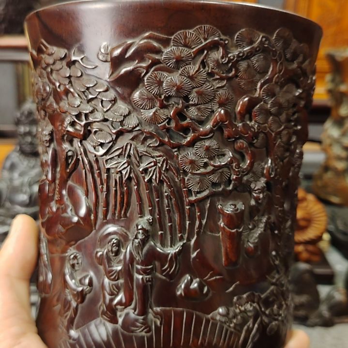 t***z木紫油梨人物笔筒