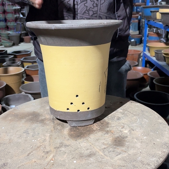 紫砂黄色了花盆24.5