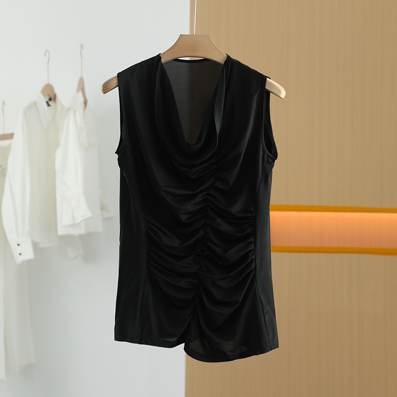 【半价q仓-唐长老自营】货号Y0573女装夏新款无袖简约雪纺衫YL