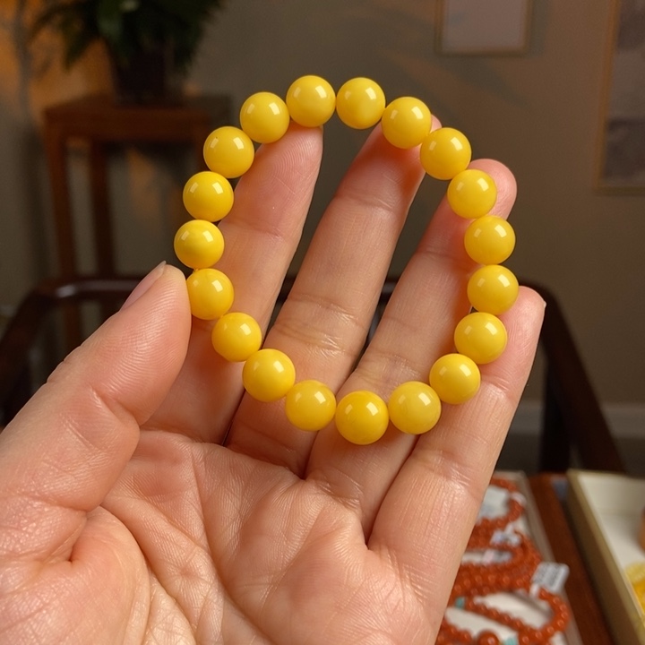 琥珀手链未镶嵌虎**~蜜蜡手串9+