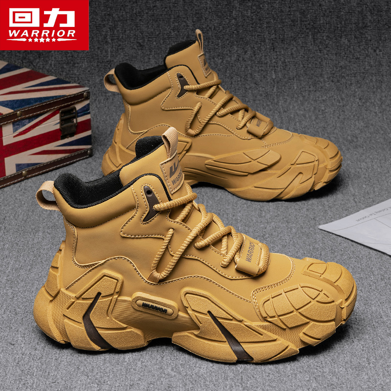 回力2025秋冬季增高马丁靴鞋子防滑时尚百搭高帮鞋男鞋高帮靴子男