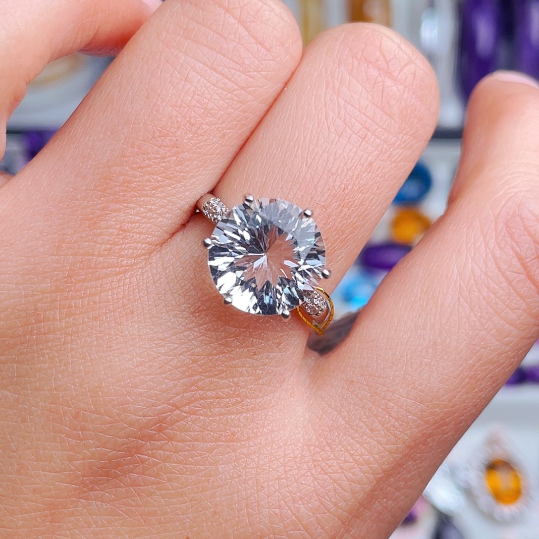 银S925镶嵌戒指水晶天然保真