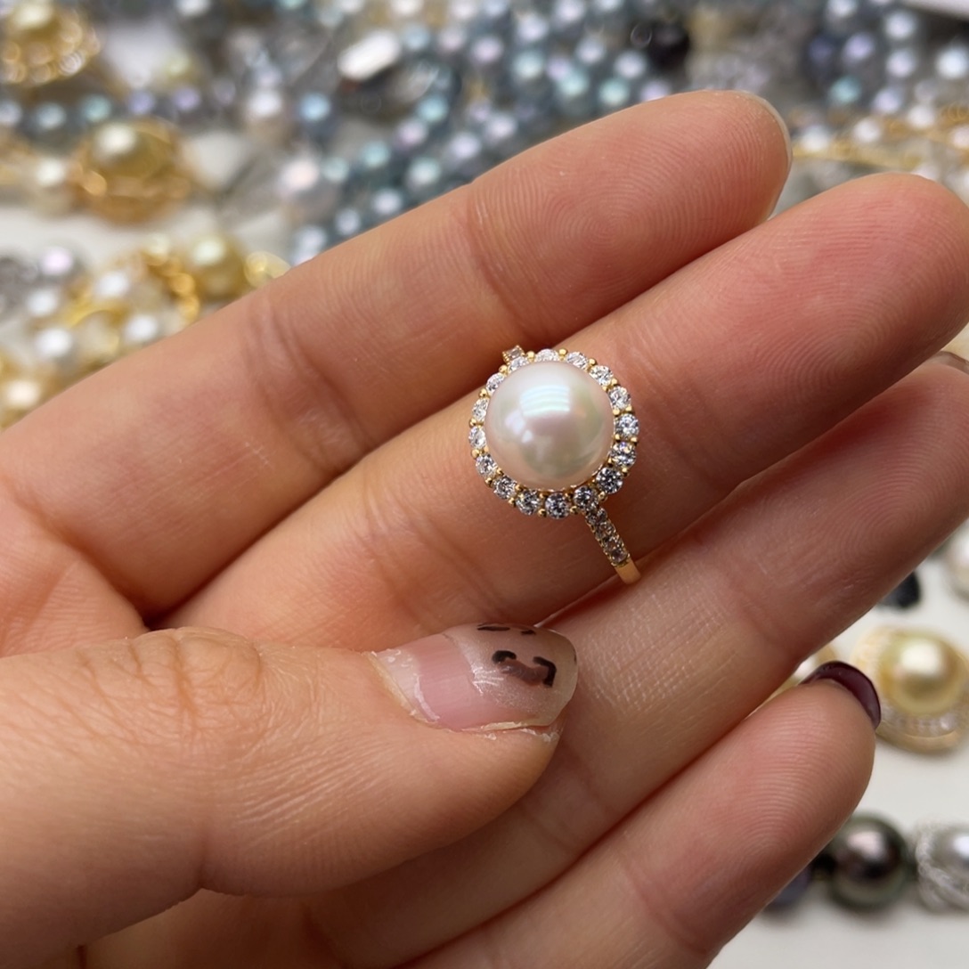 海水珍珠戒指银S925镶嵌