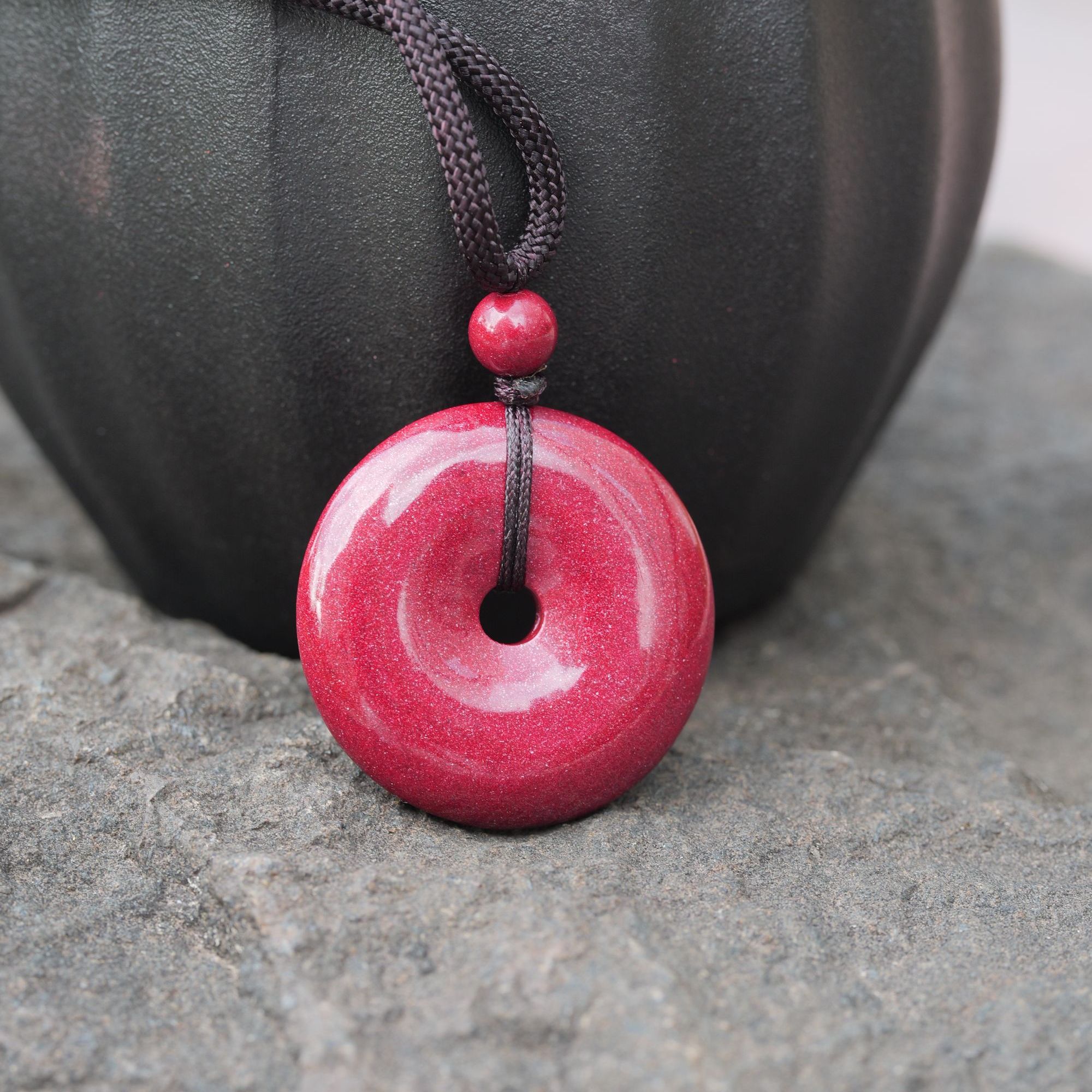 含辰砂工艺品鸿宇朱砂臻选高含量紫金砂男女士平安扣吊坠