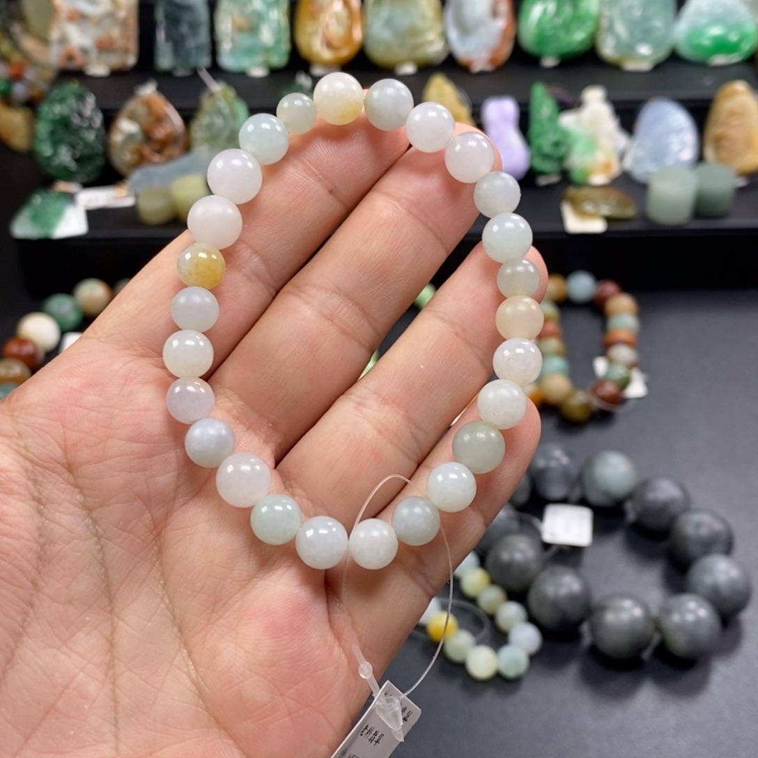 翡翠未镶嵌手串卡6+