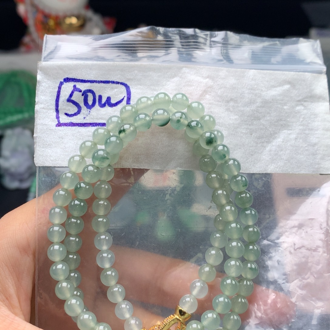翡翠未镶嵌颈饰纯天然缅甸翡翠a货珠链 35 卡5.8