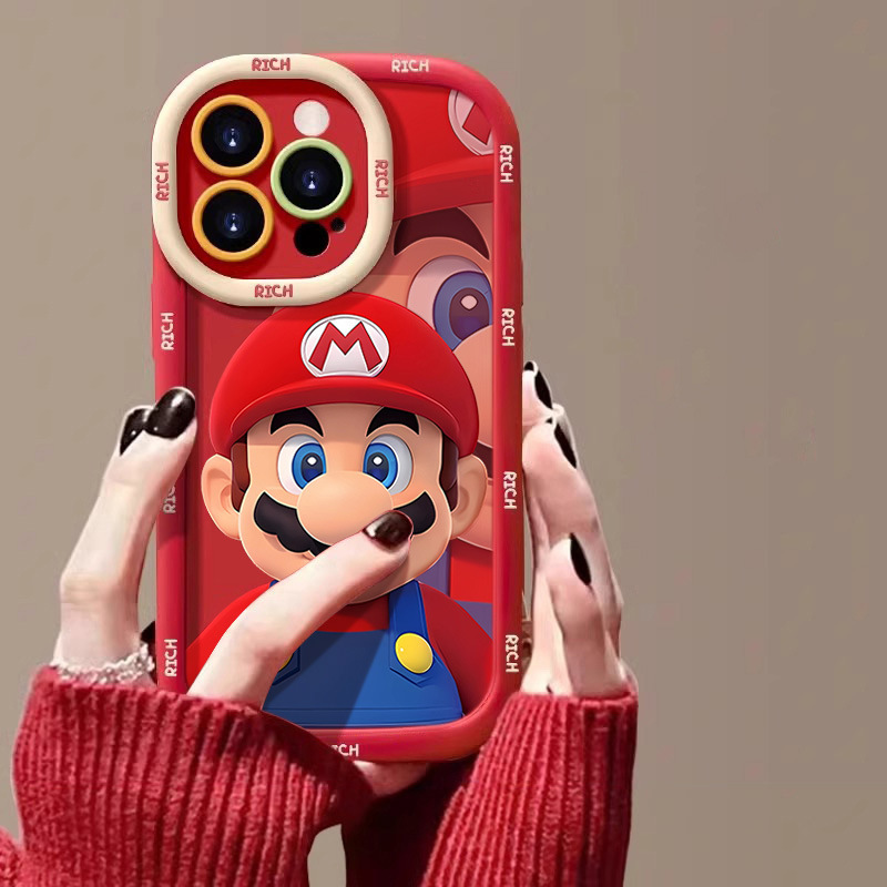 适用苹果16情侣手机壳马里奥iPhone14promax硅胶防摔15plus防摔13