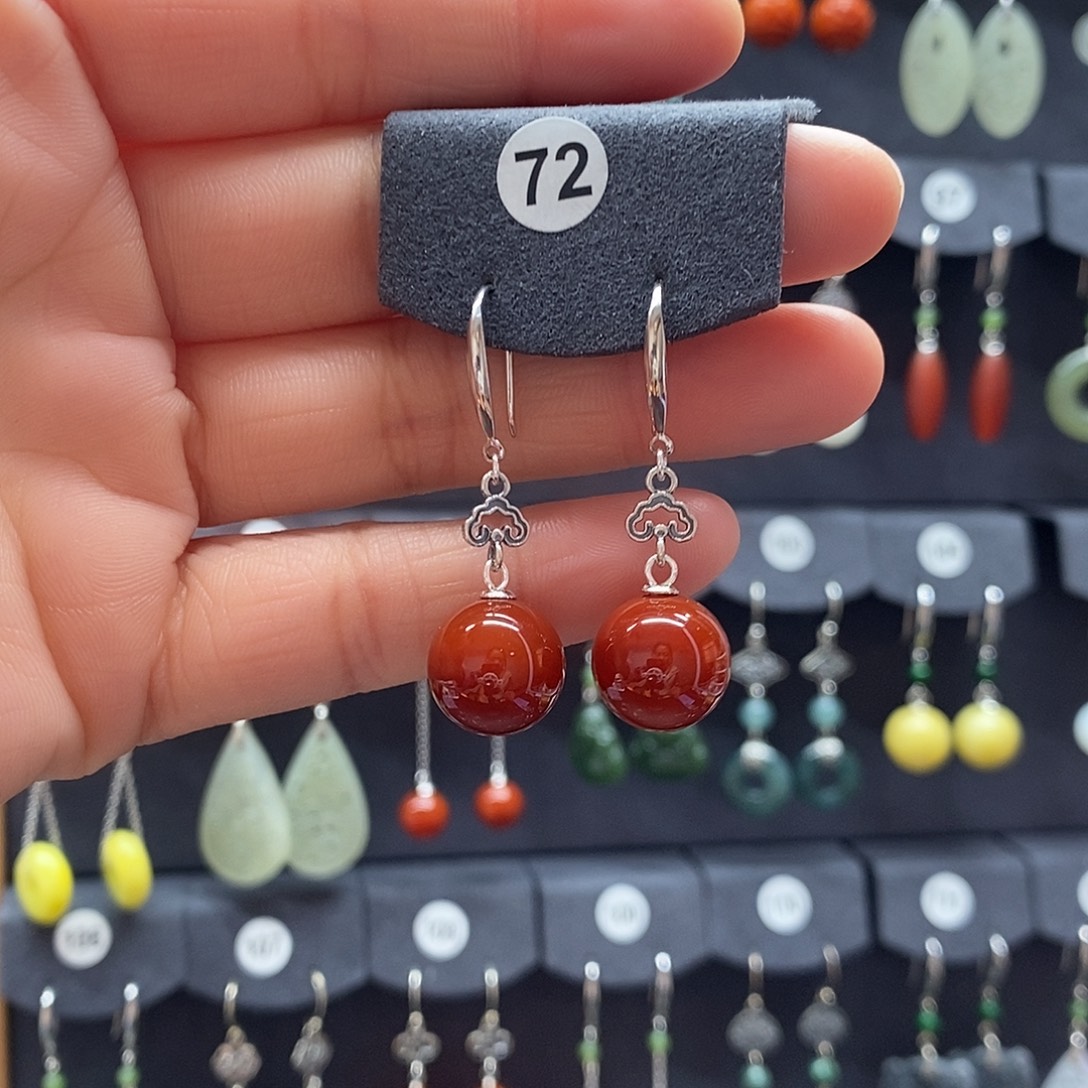 玛瑙/玉髓银S925镶嵌耳坠