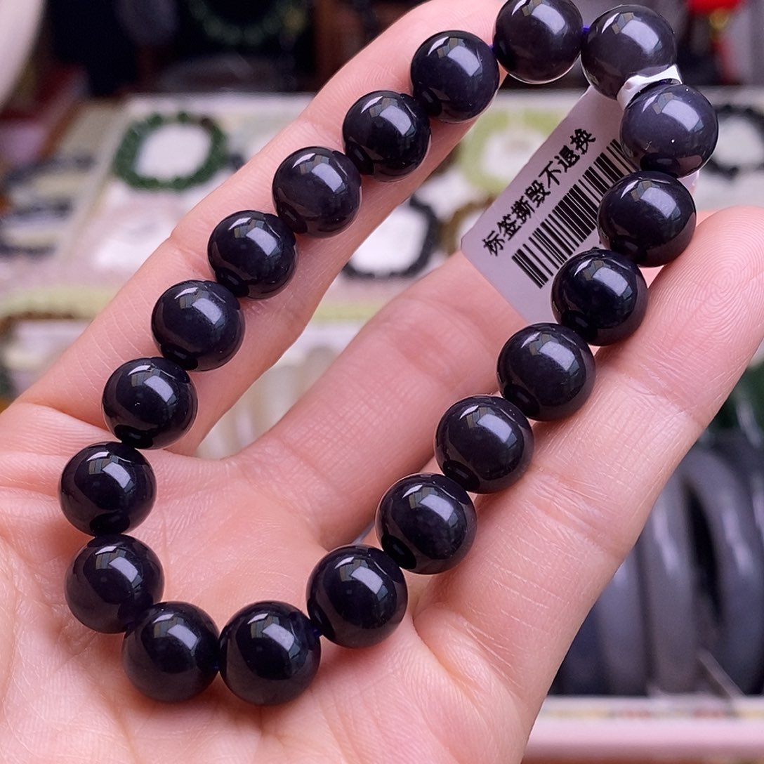 颈饰未镶嵌和田玉浓烟紫帝王紫10mm手串