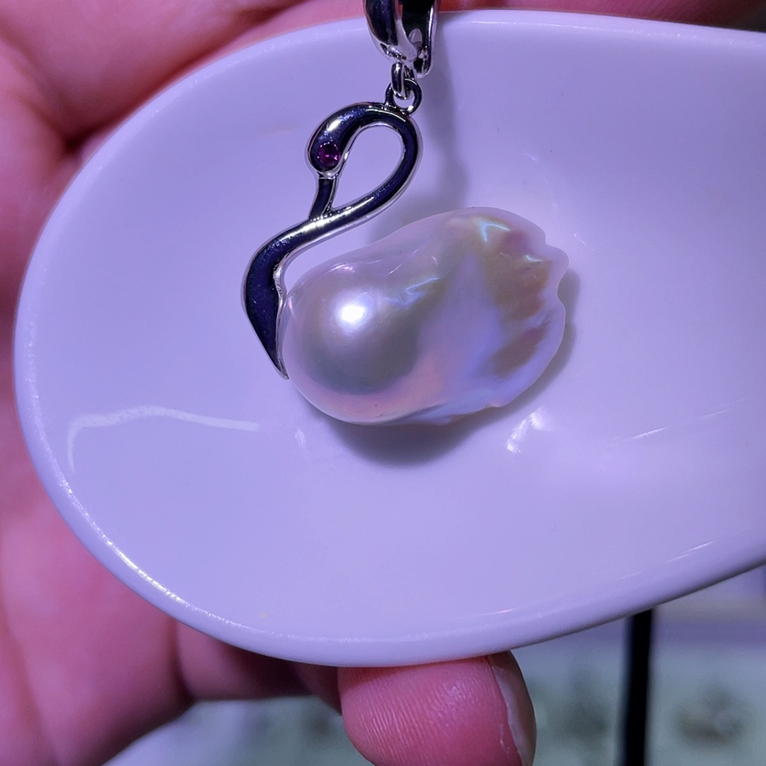合金天然淡水珍珠吊坠项链淡水珍珠