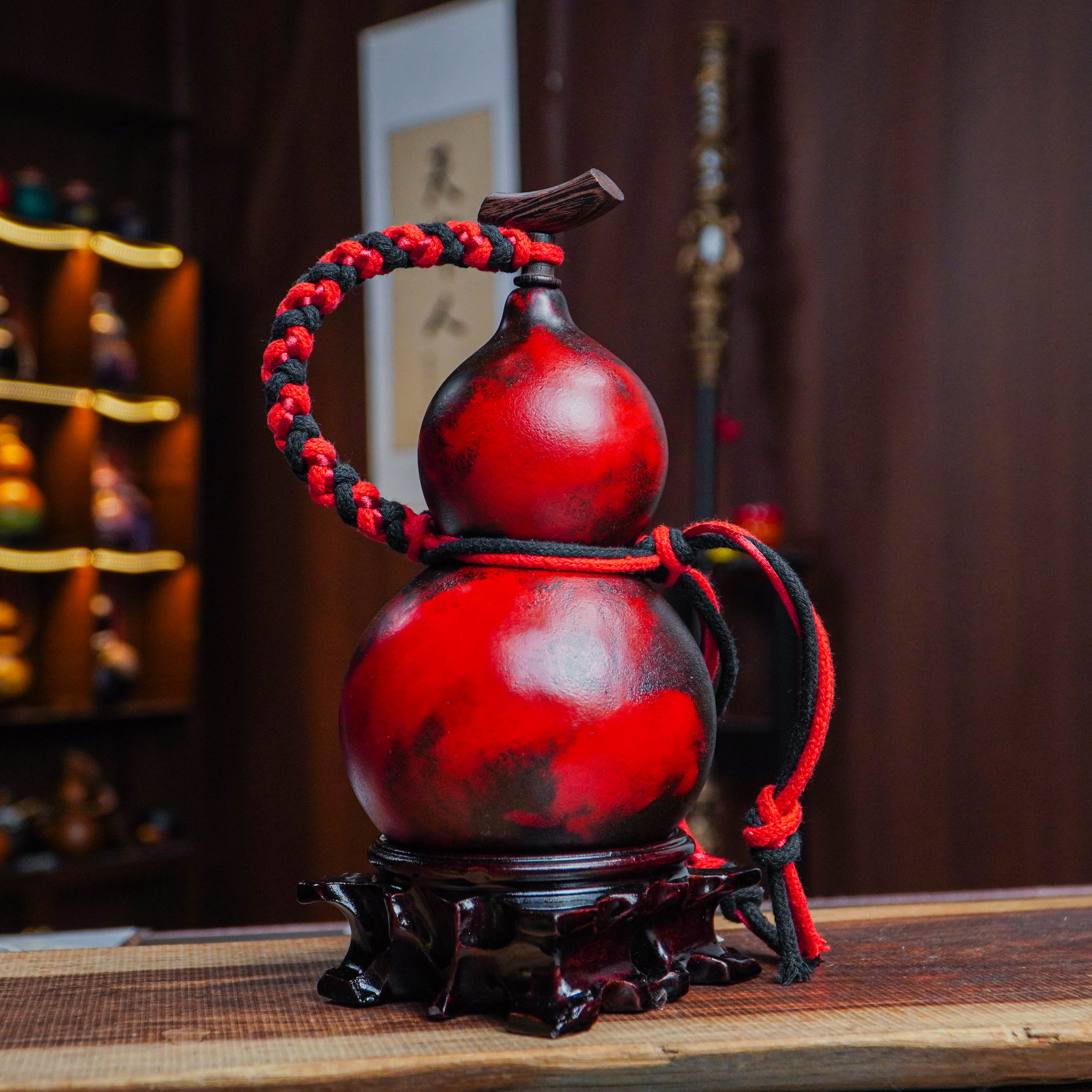 Y026神话级 阴阳诧寂风 大漆酒葫芦 非遗漆器