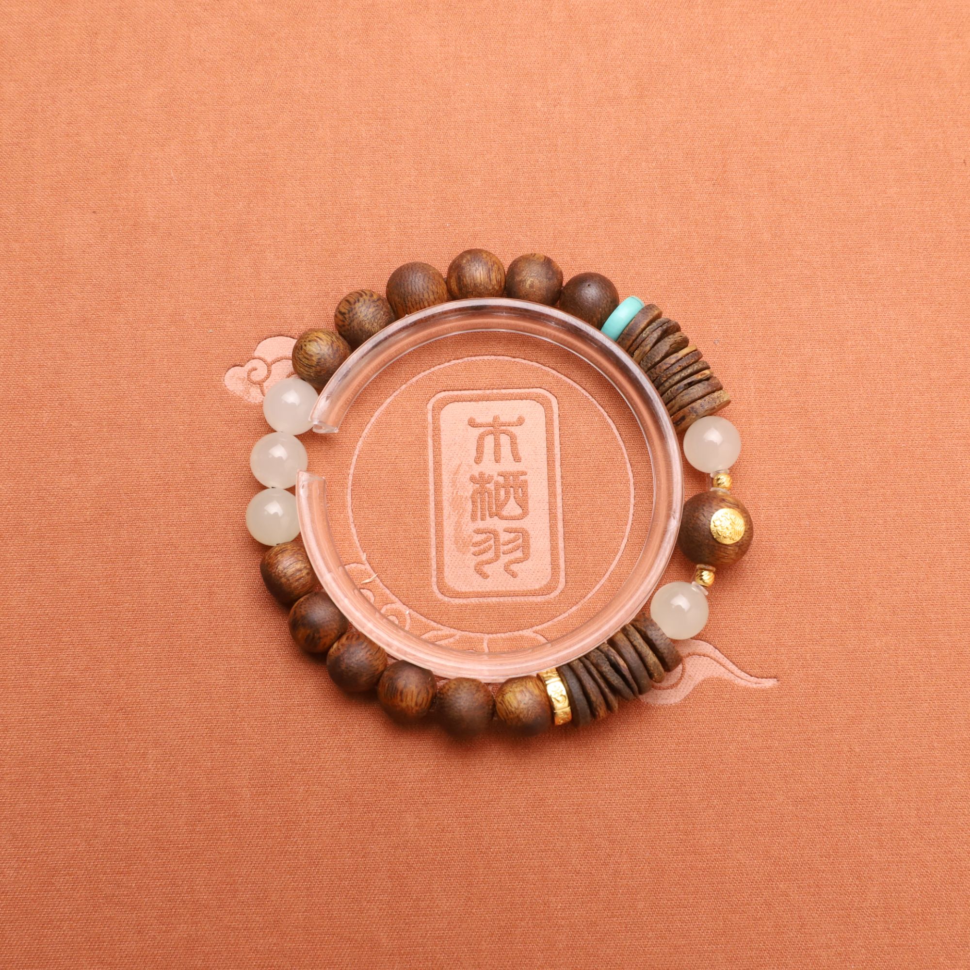 沉香【诗和远方钱途无量】莺歌绿奇楠圆珠药片珠和田玉925单圈手串