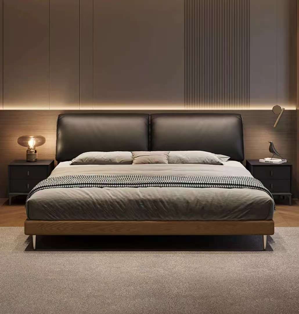 意式轻奢大象耳朵主卧床主卧室大床简约软包床网红床主卧床双人床