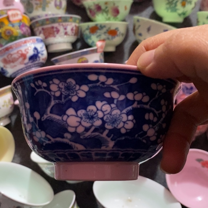 摆件瓷红稀土冰梅4.5寸碗