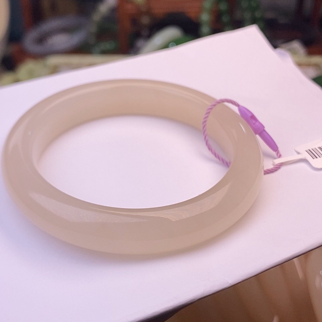 和田玉55.8精品老矿料熟藕粉红粉手镯未镶嵌