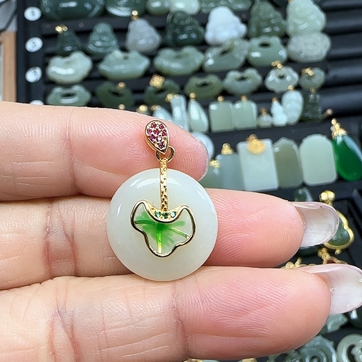 和田玉吊坠(不含链)银S925镶嵌