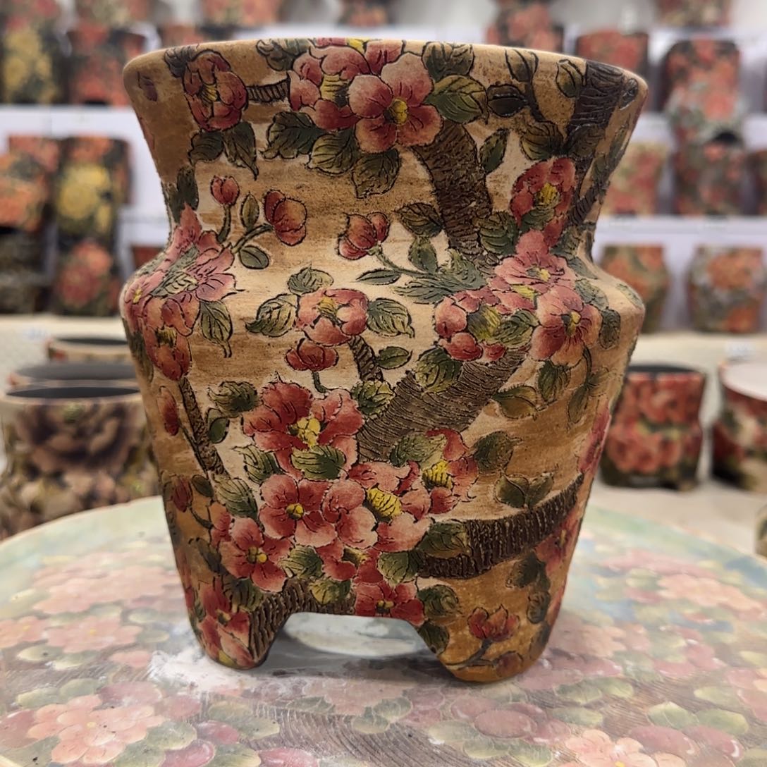 七****紫砂花盆精品多肉手绘花盆