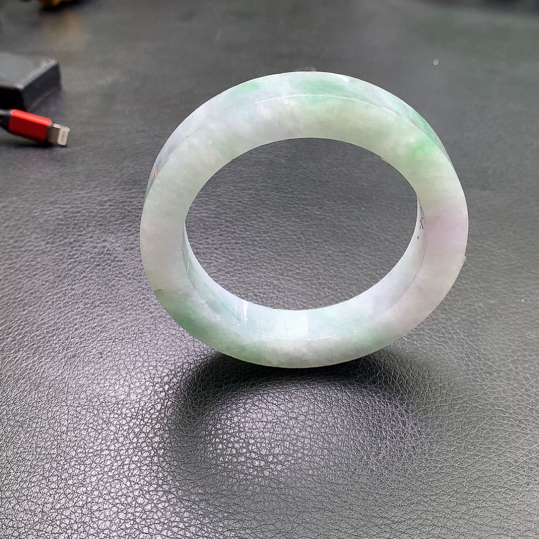 定制翡翠未镶嵌56-59正圈冰飘绿手镯