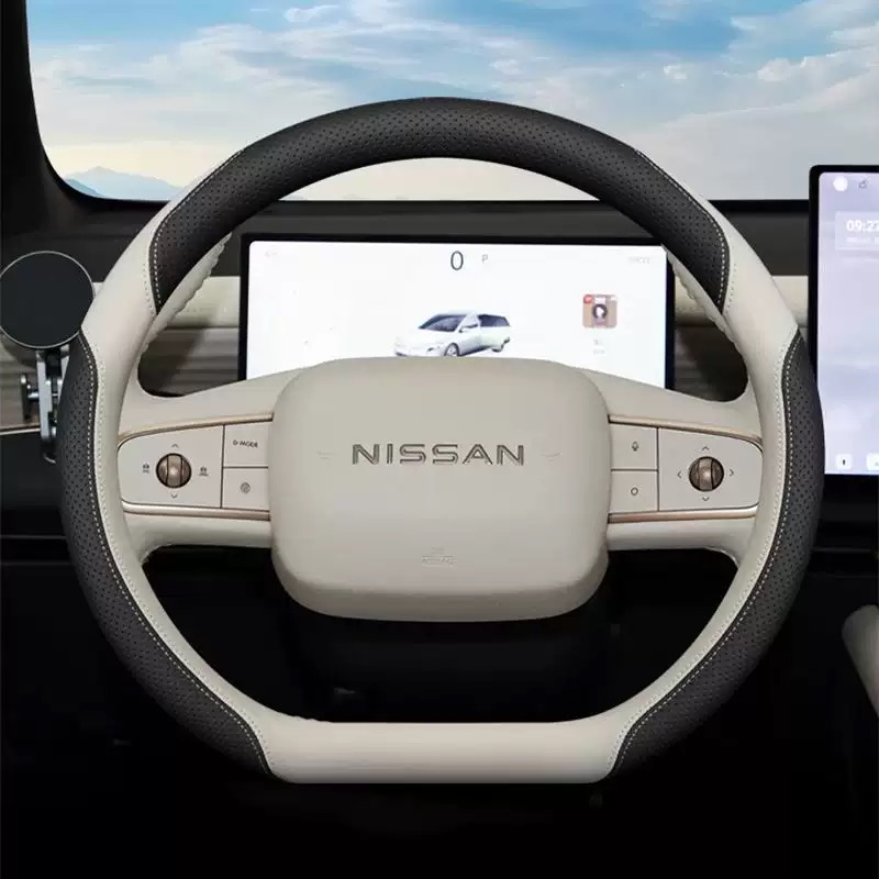 适用于东风日产N6 N7方向盘套纳帕真皮舒适四季通用改装饰品