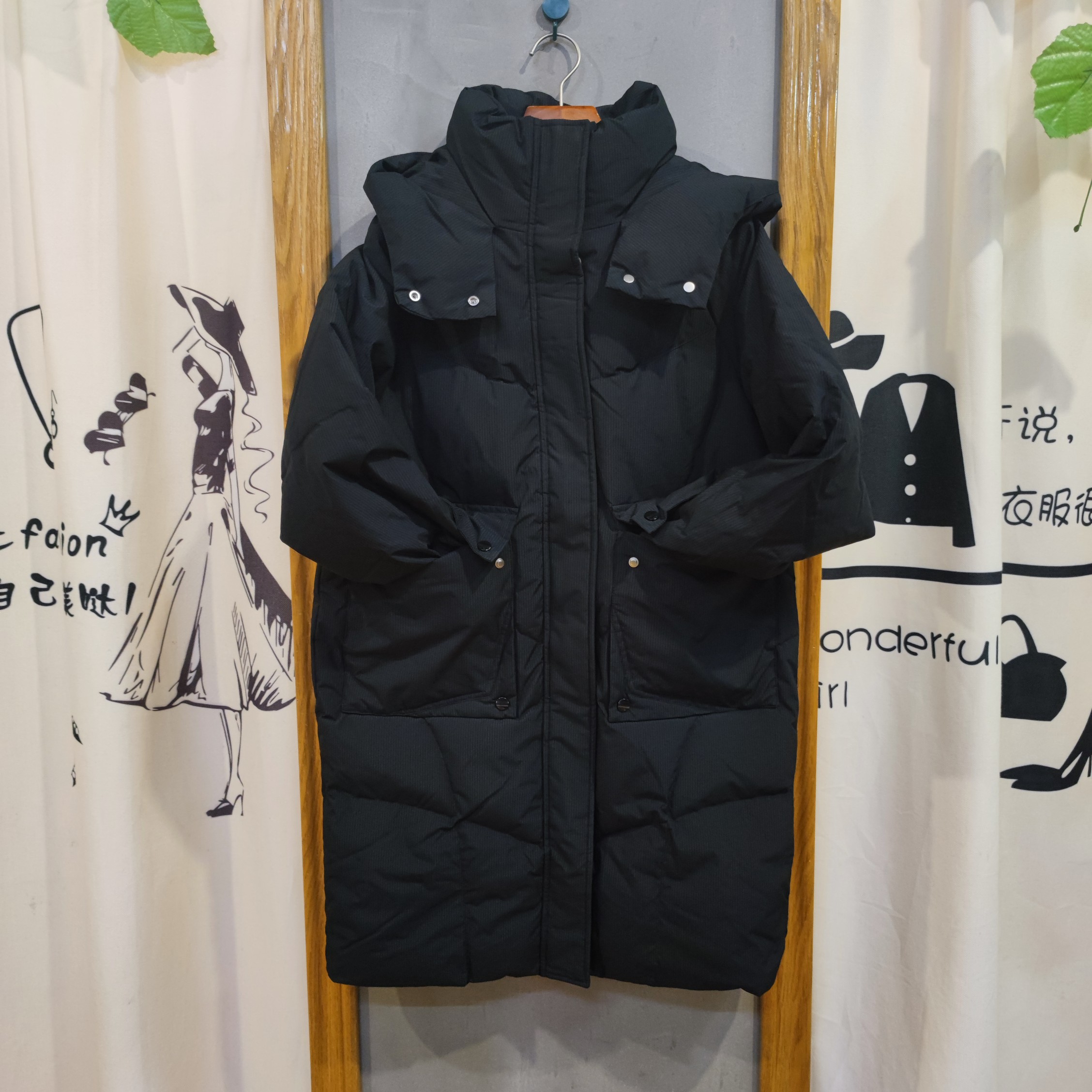 麦寻YRMLW007冬季时尚连帽休闲宽松保暖中长款羽绒服外套